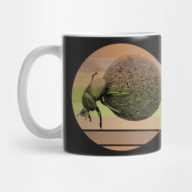 Dung Beetle with Dung Ball on Retro-style Sunset in Africa Colors by scotch